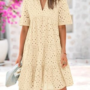 Elegant Cream Eyelet Dress